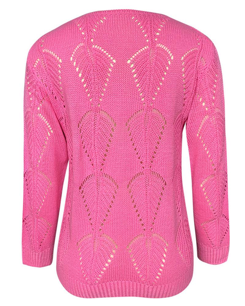 Pointelle Knit Drop Shoulder Bodycon Sweater-Pinkami