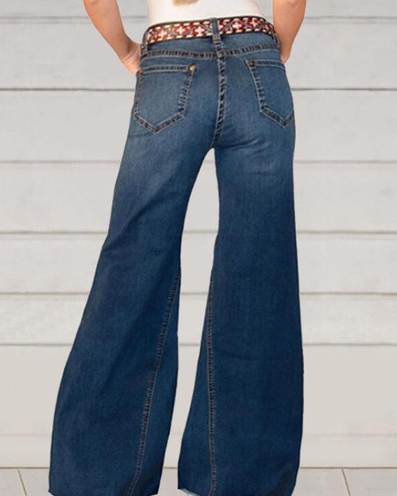 Women Vintage High Waist Wide Leg Jeans-Pinkami