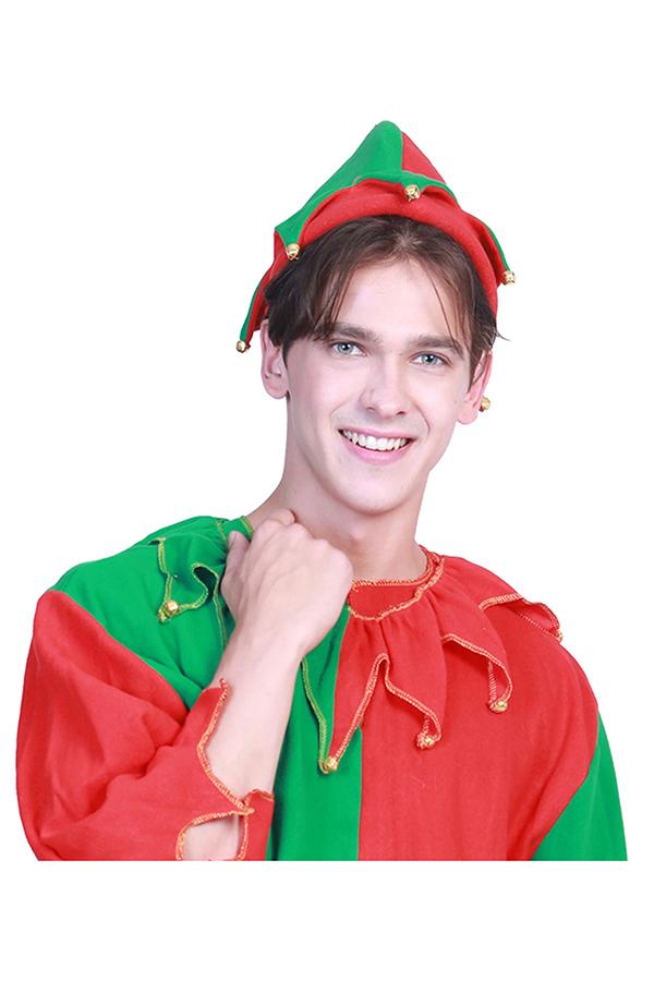 Fancy Christmas Adult Mens Santa Helper Elf Costume Green-Pinkami