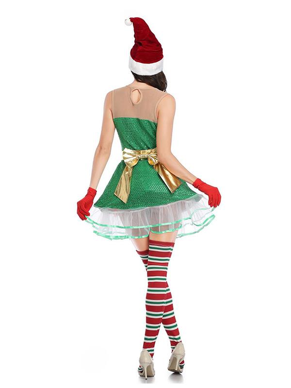 Womens Elf Costume Dress For Christmas-Pinkami