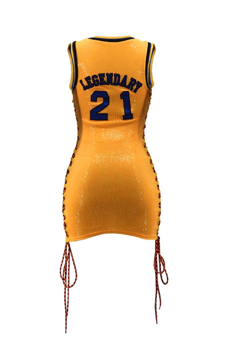 Allover Sequins Embroidered Lace Up Side Dress