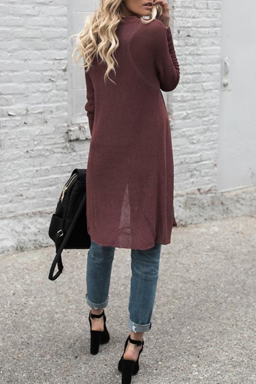 Solid Color Long Loose Sweater-Pinkami
