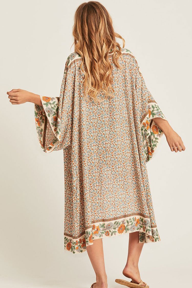 Boho Daisy Belted Kimono Cover Up-Pinkami