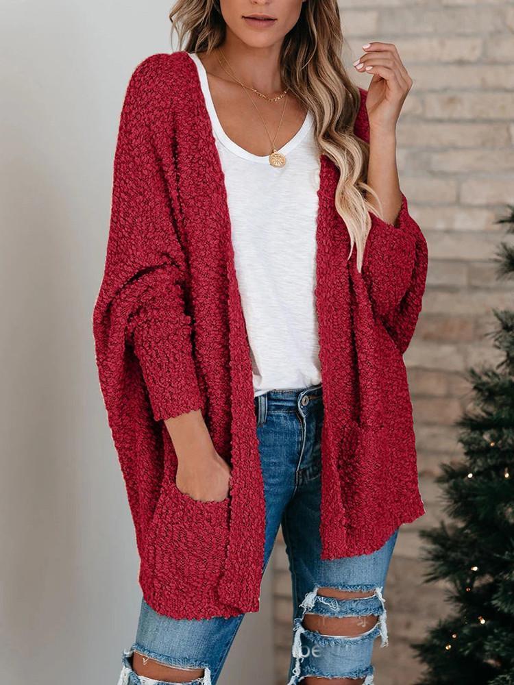 Double Pocket Toothbrush Yarn Cardigan-Pinkami