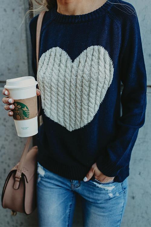 Cute Heart Jewel Sweater-Pinkami