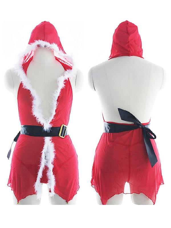Christmas Hooded Fur Mrs Santa Lingerie-Pinkami