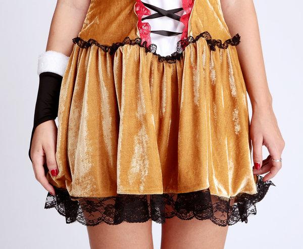Women Sexy Lace Up Tube Christmas Reindeer Costume-Pinkami