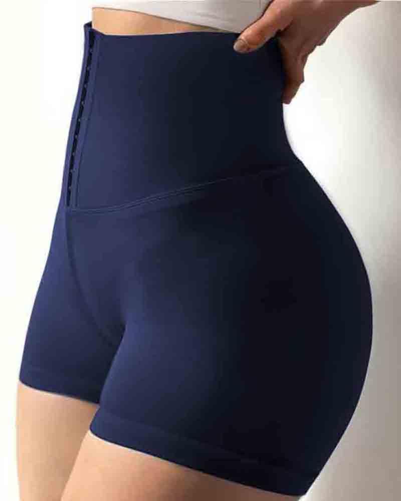 Hook Gridle High Waist Trainer 3'' Sports Shorts-Pinkami