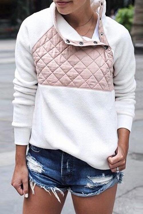 Color Block Warm Comfy Hoodie-Pinkami