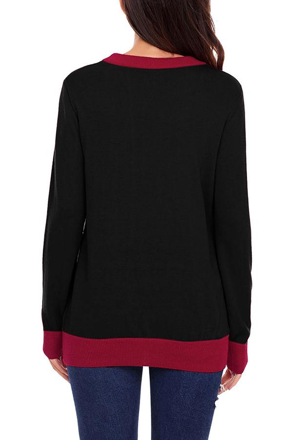Reindeer Santa Ugly Christmas Sweater Black-Pinkami