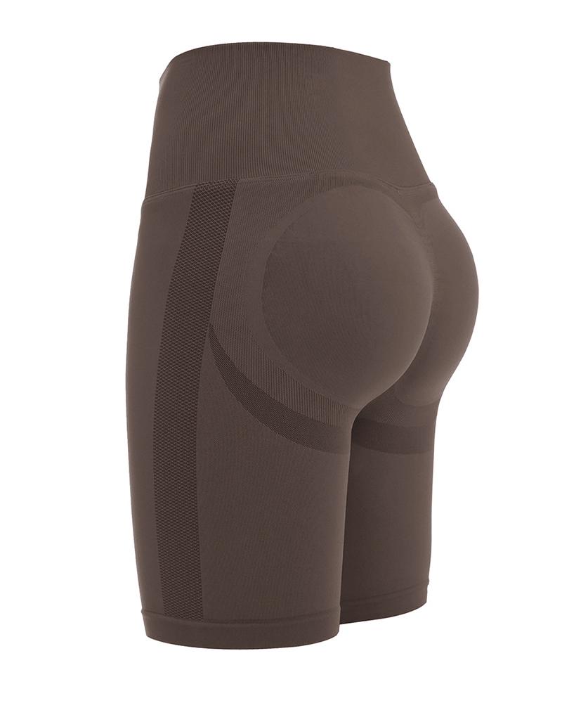 Space Dye Textured Seamless Butt Lifting Sports Shorts-Pinkami
