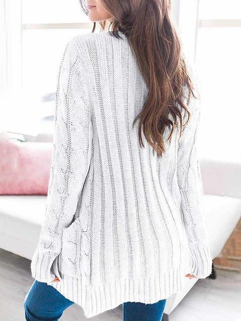 Casual Solid Loose Cardigan-Pinkami