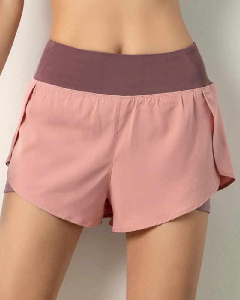 Pocket Inside High Waist Sports Shorts-Pinkami