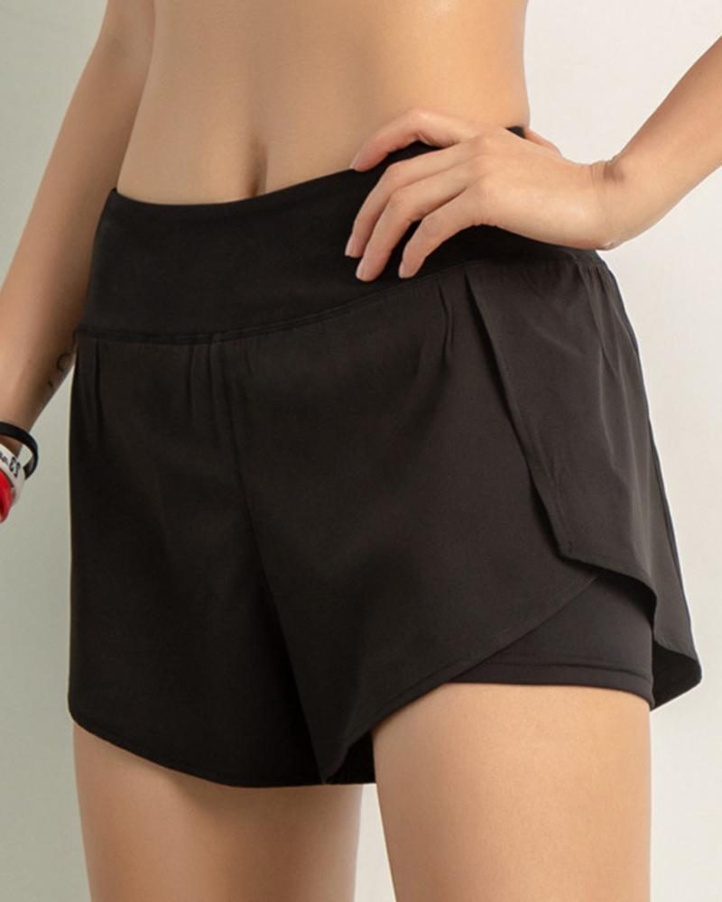 Pocket Inside High Waist Sports Shorts-Pinkami
