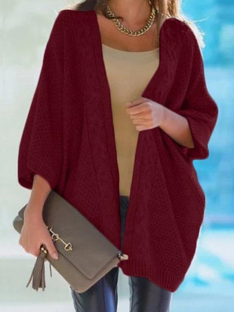 Bat Sleeve Knitted Sweater Cardigan-Pinkami