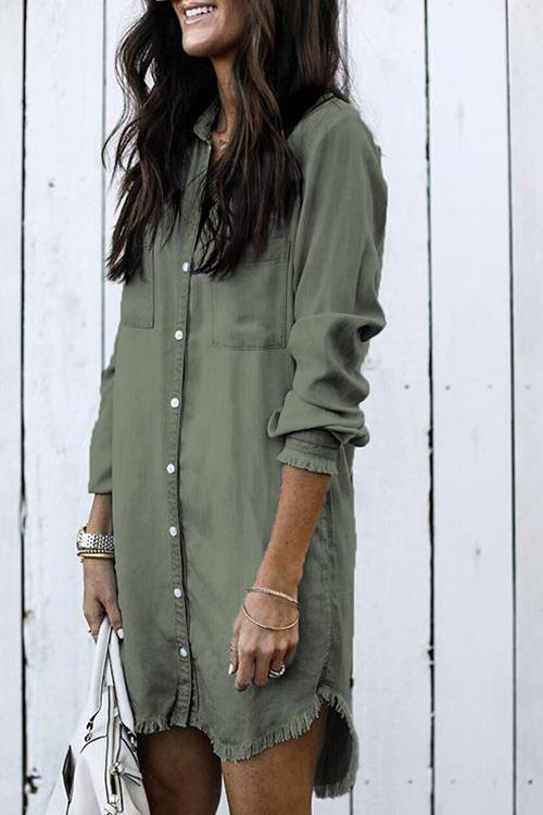 Torn edge buckle design denim jacket-Pinkami