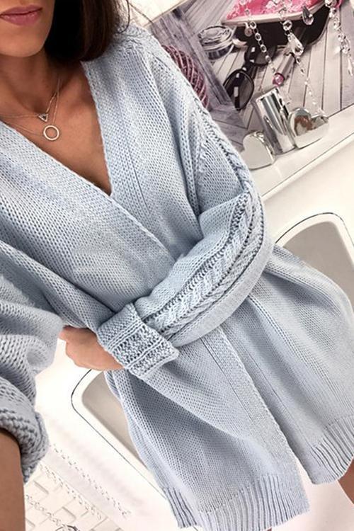 Casual Long Sleeves Long Cardigan-Pinkami