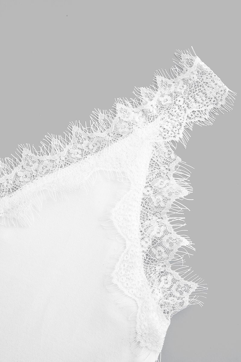 Contrast Lace Asymmetrical Hem Backless Tank Top-Pinkami