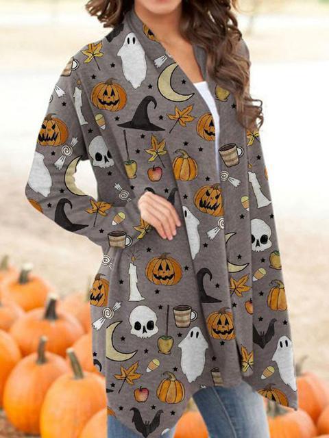 Halloween Pattern Printed Cardigan-Pinkami