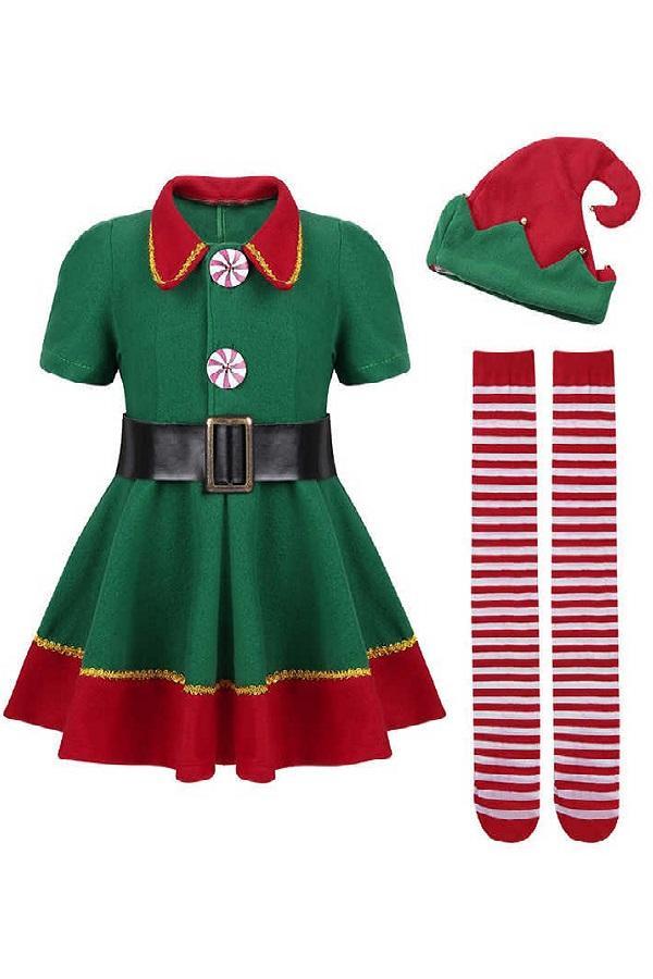 Christmas Couples Elf Costume For Adults Men and Women-Pinkami