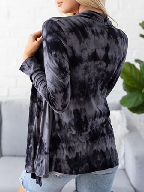 Tie-dye Casual Long Sleeve Cardigan-Pinkami
