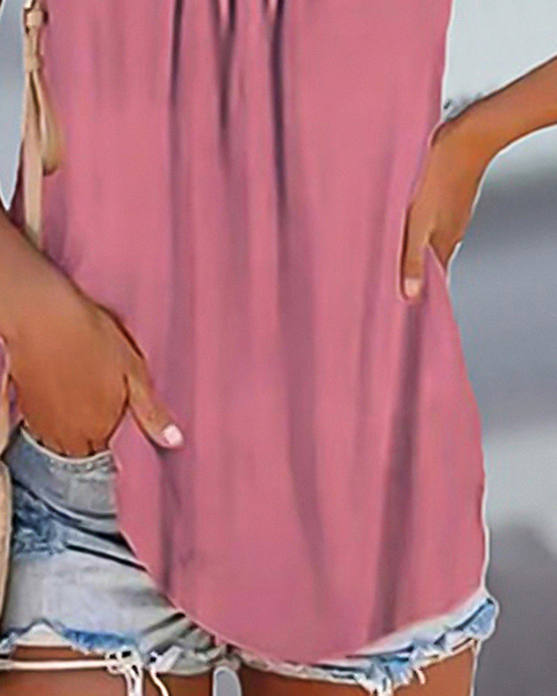 Contrast Trim Ruched Sleeveless Tank Top-Pinkami