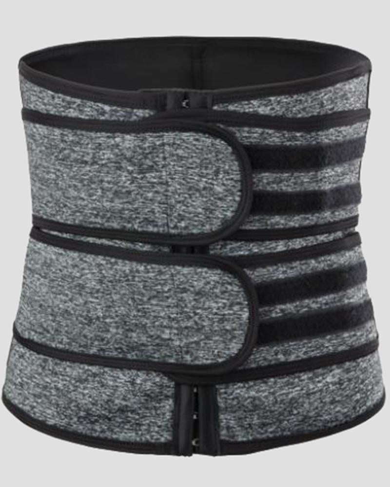 Colorblock Steel Bone Double Velcro Closures Body Shaper Wrap Corset-Pinkami