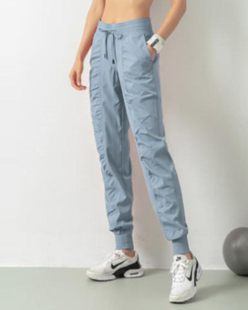 Quick Dry Drawstring Waist Ruched Front Sports Pants For Women-Pinkami