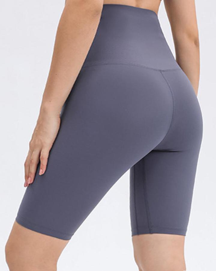 Steel Boned High Waist Form Fitting Sports Shorts-Pinkami