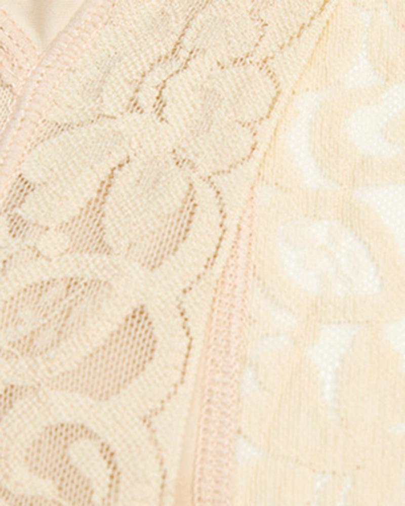 Steel Boned Zip Up Lace Trim Shapewear-Pinkami