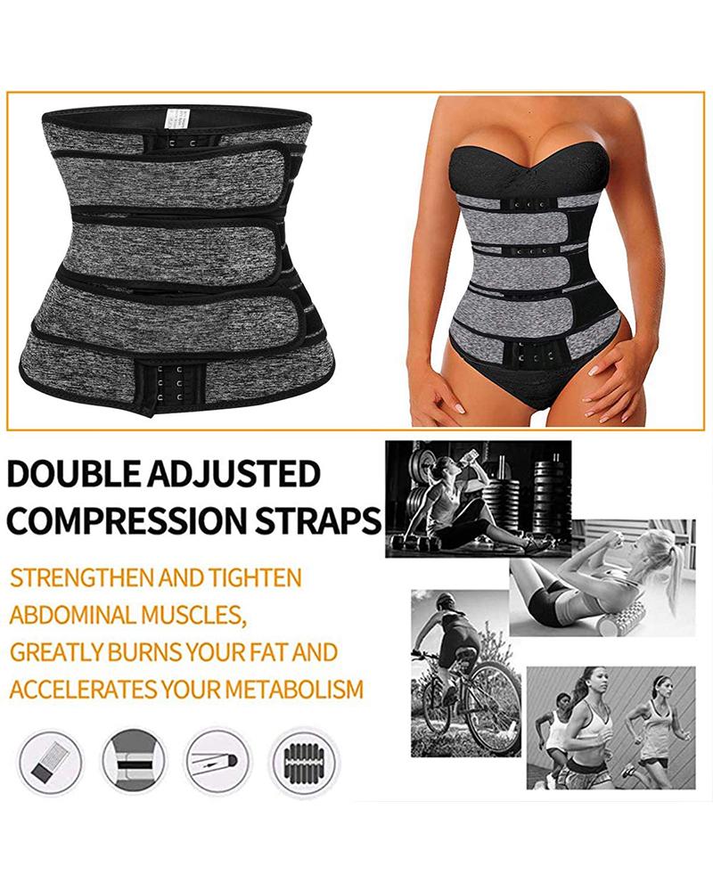 Triple Velcro Closures Trimmer Belt Waist Body Shaper Wrap Trainer-Pinkami