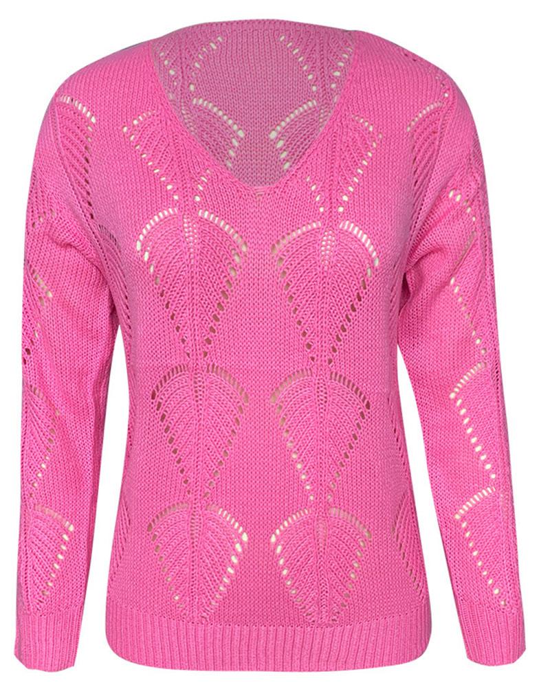 Pointelle Knit Drop Shoulder Bodycon Sweater-Pinkami