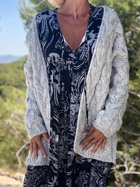 Twist Knitted Cardigan Sweater Coat-Pinkami