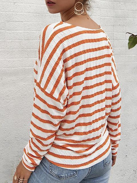 Striped Pattern Button Strap Knit Cardigan-Pinkami