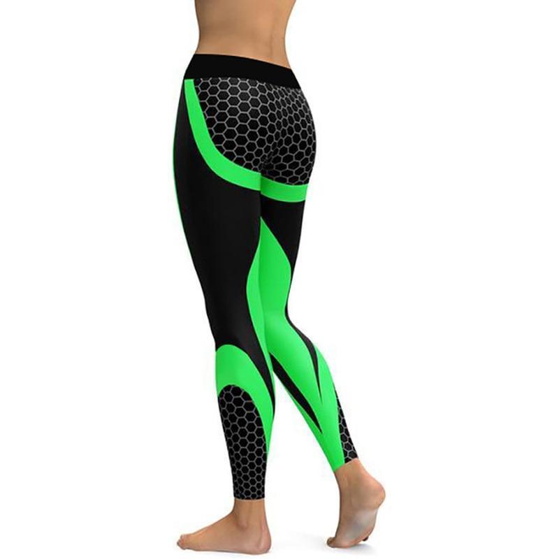 High Waisted Mesh Pattern Print fitness Workout Leggings-Pinkami
