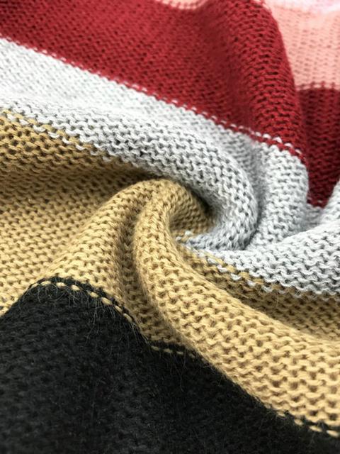 Slim Striped Long Sleeve Sweater-Pinkami