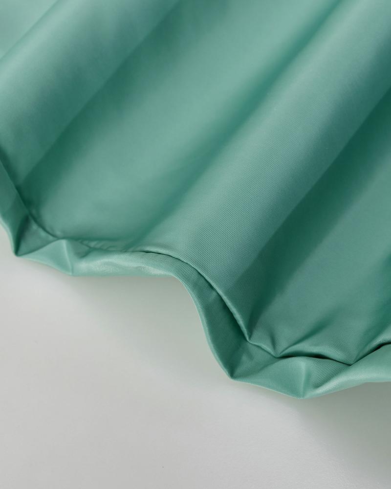 Colorblock Pocket Detail Zip Front Top & Pants Set-Pinkami