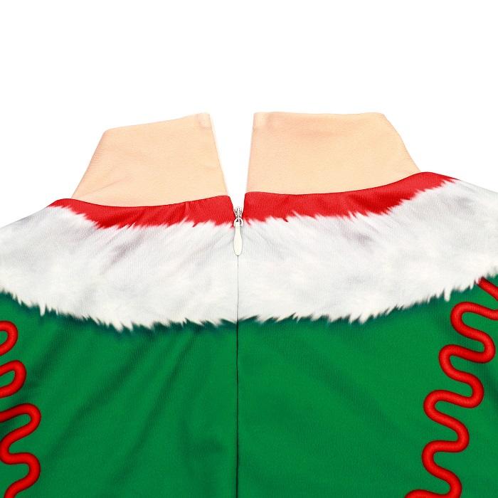 Womens Elf Jumpsuit Christmas Costume-Pinkami