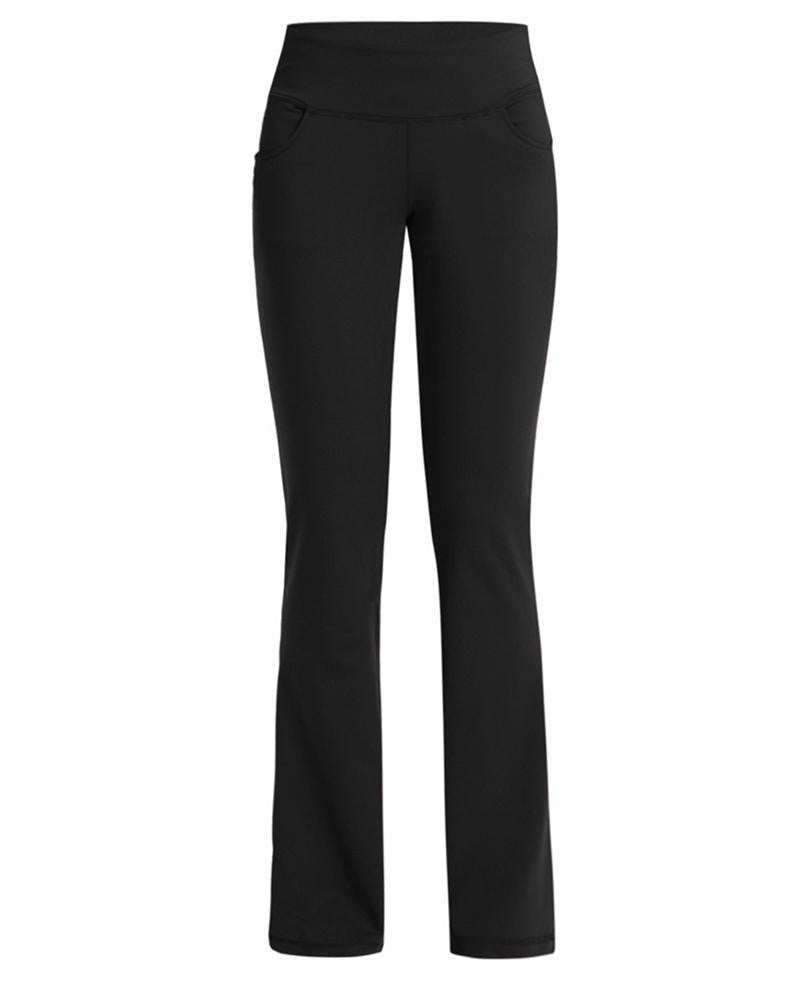 Pocket Detail Flare Leg High Waist Sports Pants For Women-Pinkami