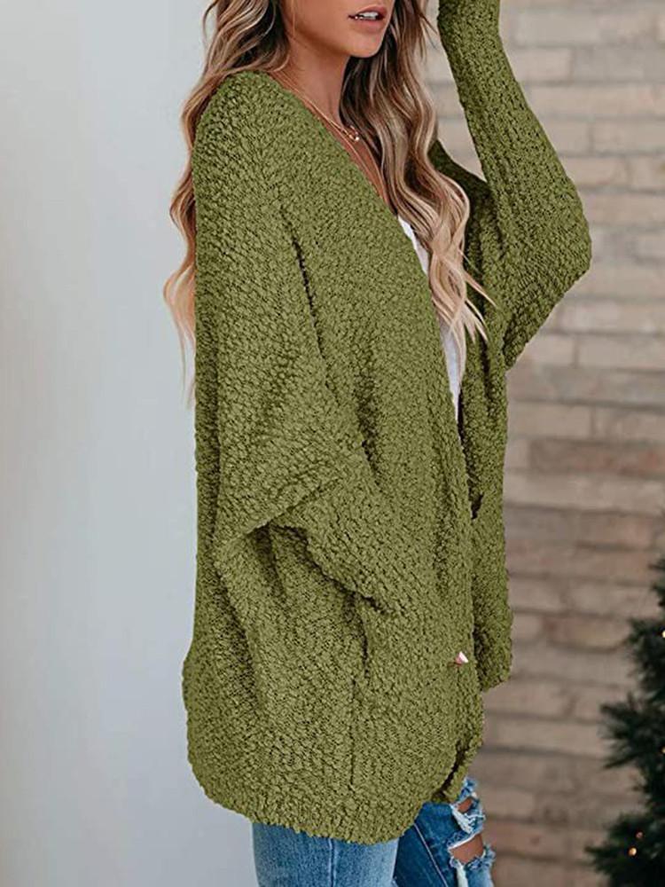 Double Pocket Toothbrush Yarn Cardigan-Pinkami