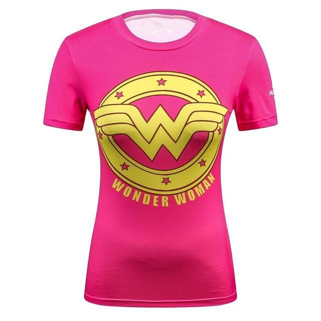 Fitness compression T-shirt - Wonder Woman Pink-Pinkami