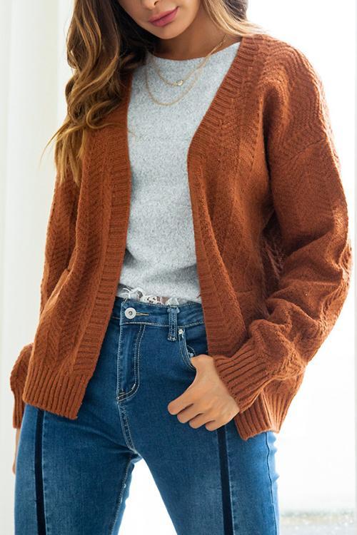 Casual Knit Cardigan-Pinkami