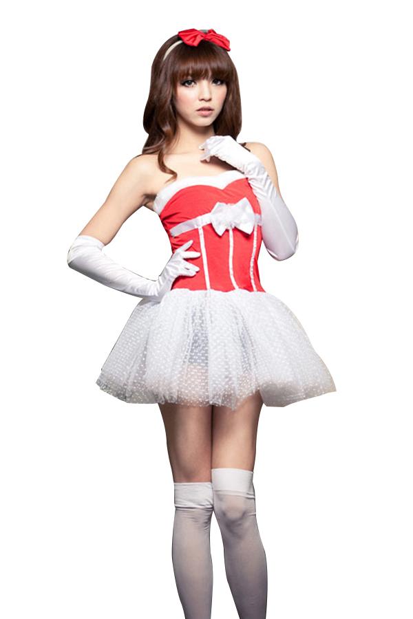 Women Sexy Corset Dress Cute Christmas Santa Costume Red-Pinkami