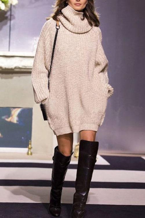 High Neck Loose Pocket Sweater-Pinkami