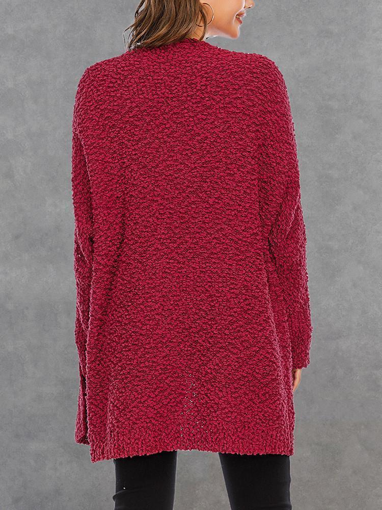 Double Pocket Toothbrush Yarn Cardigan-Pinkami