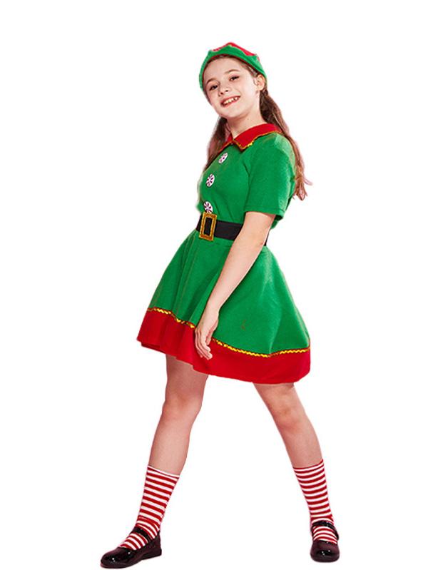 Girls Christmas Elf Costume-Pinkami