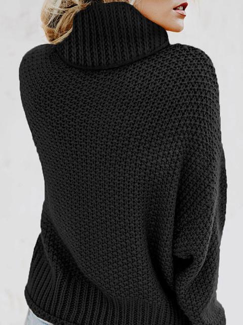 Turtleneck Balloon Long Sleeve Pullover Sweater-Pinkami