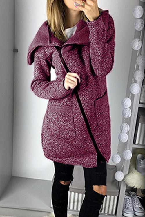 Casual Side Zip Coat Jacket Coat-Pinkami