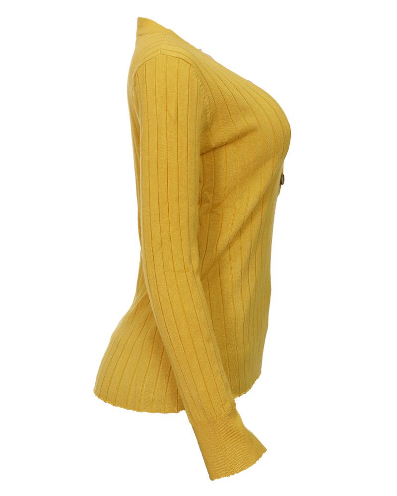 Ribbed Knit Button Up Bodycon Sweater-Pinkami