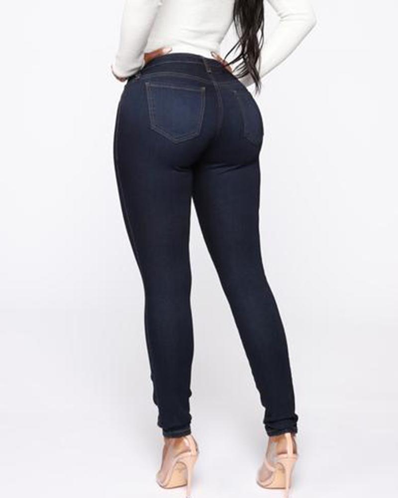 Women Elastic Low Waist Butt Lifting Jeans-Pinkami